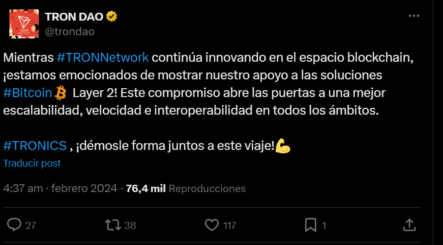 Mensaje Tron redes.