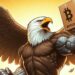 Un águila con un paquete de bitcoin.