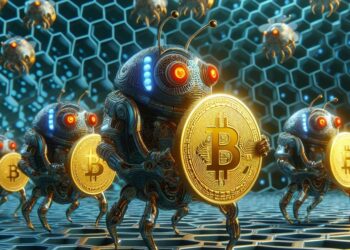 Unos nanobots llevando bitcoin.