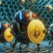 Unos nanobots llevando bitcoin.