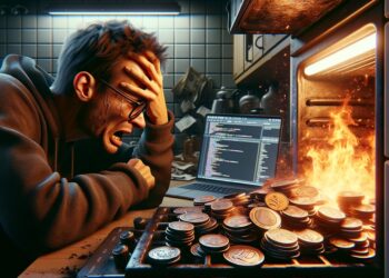 Desarrollador quemó monedas, supuestamente por error. Fuente: Dall-E, por OpenAI.