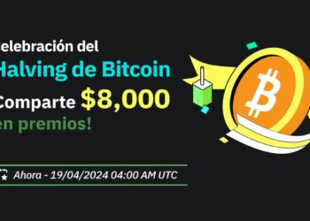 Pancarta promocional del evento de celebracion del halving de bitcoin por BitMart.