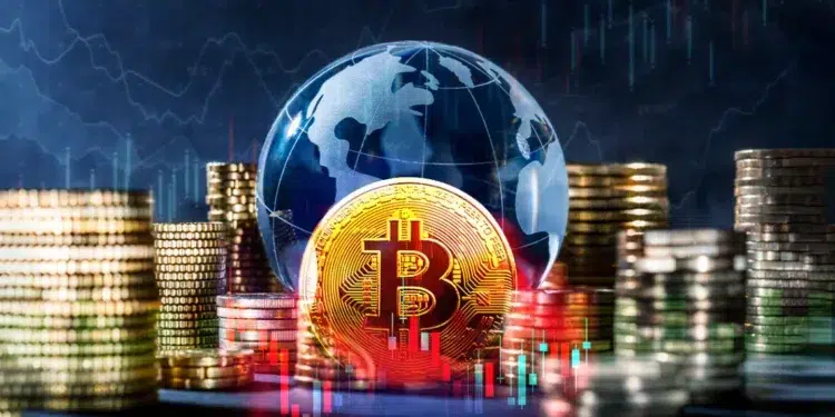 Ell FMI está alerta ante el avance en el uso de bitcoin. Composición por CriptoNoticias. gopixa/ stock.adobe.com; memorystockphoto/ stock.adobe.com; Who is Danny/ stock.adobe.com