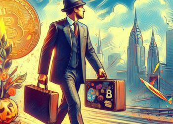 Inversionista llevando su maleta con dinero.