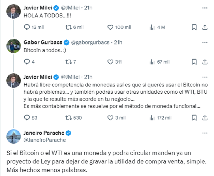 Twitter-JavierMilei-Bitcoin-Argentina