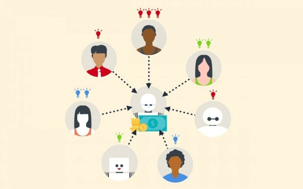Esquema de una comunidad conectada entre sí para ejemplificar cómo funciona una DAO