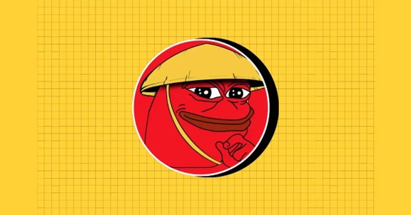 Sapo rojo chino enmarcado en un circulo.