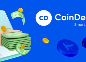 un fajo de billetes y varias criptomonedas flotando juanto al logo de CoinDepo.