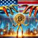 Estados Unidos tiene una evidente influencia sobre el mercado de bitcoin y las criptomonedas. Imagen generada mediante Dall-E, de OpenAI.