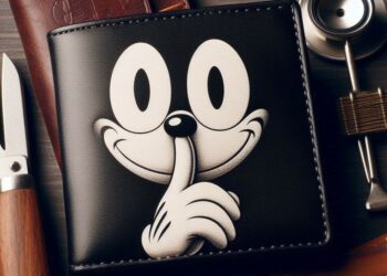 una wallet silenciosa, estilo animado-noir como el gato felix