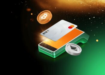 Un punto de venta con la tarjeta de debito de Bybit.