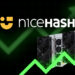 Logo de NiceHash y minero Antminer KS