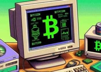un programa de computadora estilo windows 98 que enseña sobre bitcoin, estilo software antiguo