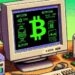 un programa de computadora estilo windows 98 que enseña sobre bitcoin, estilo software antiguo