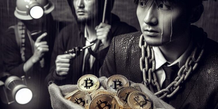 mineros vendiendo bitcoin, estilo noir