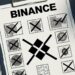 una hoja de con el signo de Binance y varios items tachados, estilo ofimatica