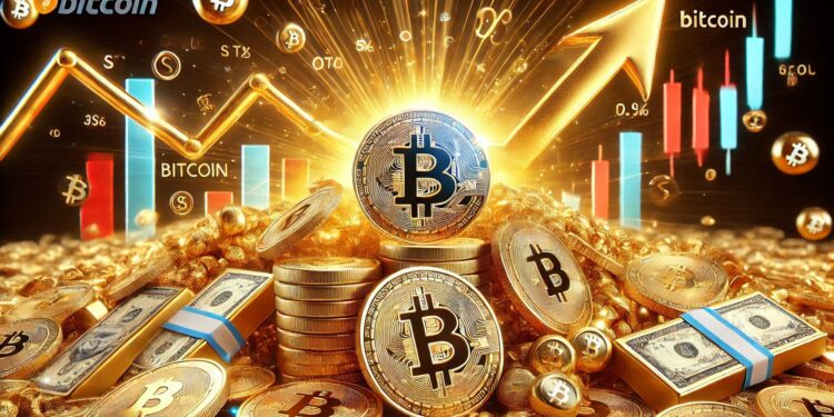 BTC marca un nuevo máximo histórico frente al oro. Fuente: Microsoft Designer.
