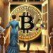 bitcoin como invitado entrando a un salon de la epoca victoriana