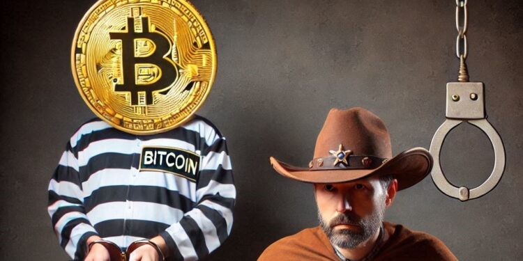 bitcoin encarcelado por un alcaide, estilo western