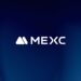 Fondo azul con el logo de MEXC en medio.