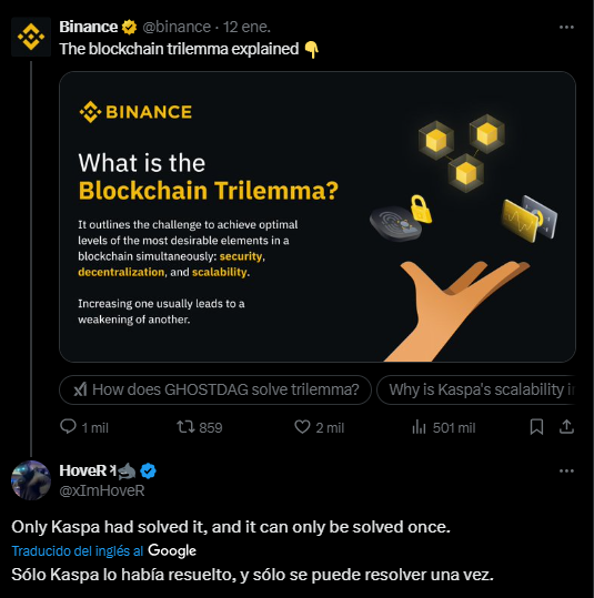 Binance publica un texto sobre el "trilema de la blockchain"