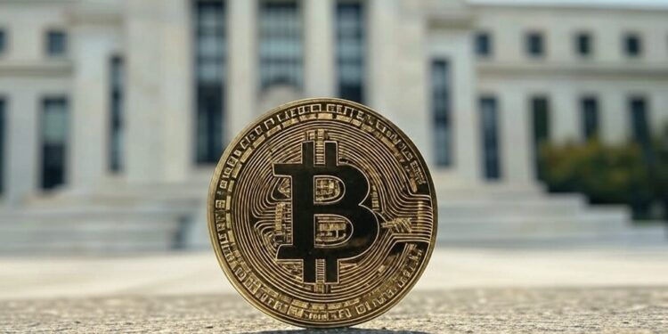 Bitcoin reacciona con elevada volatilidad al conocerse que no hubo cambios en la tasa de interés en EE. UU. Fuente: Imagen generada mediante Grok, por CriptoNoticias.