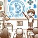 dibujo de un aula donde se aprende sobre bitcoin hecho por un niño