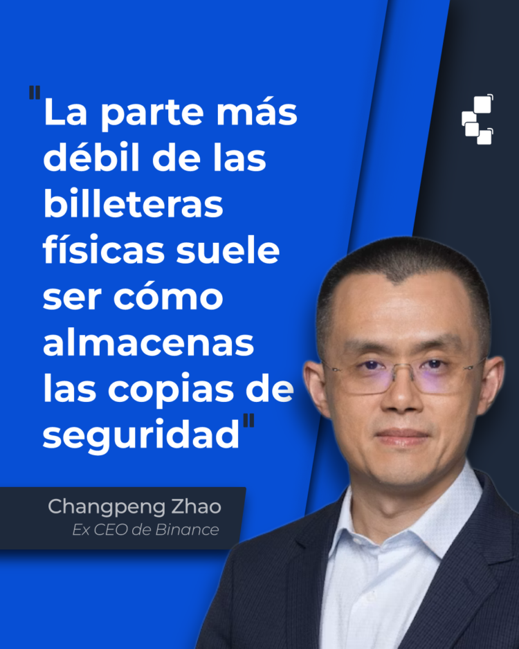 Según Changpeng Zhao, la seguridad de las copias de respaldo de las hardware wallets suele ser subestimada.