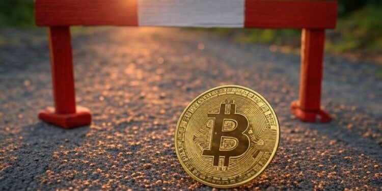 Bitcoin se enfrenta a una barrera que le impide seguir al alza. Fuente: Grok.