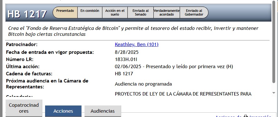 Proyecto para crear un fondo de reserva en bitcoin, en Misuri