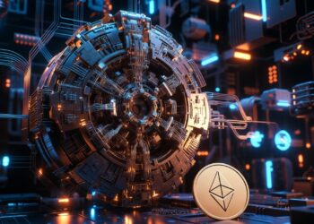 Un moneda de ETH en el laboratorio tecnologico.