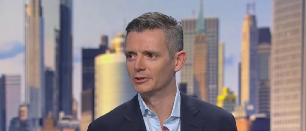 Jean-Marie Mognetti, director ejecutivo de CoinShares, en un estudio de televisión. 

