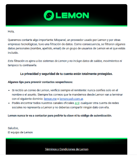 Comunicado de Lemon Cash sobre la brecha de seguridad que afectó a sus usuarios
