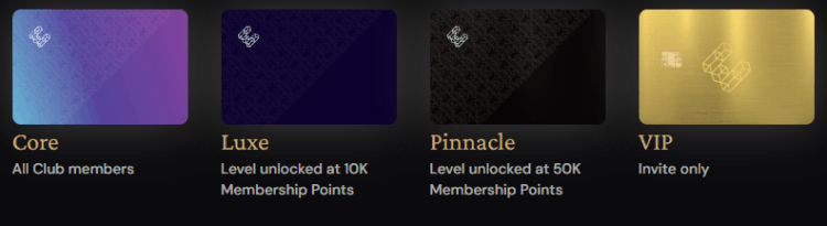 Los cuatro modeos de las tarjetas Visa que ofrece ether.fi.