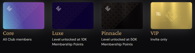 Los cuatro modeos de las tarjetas Visa que ofrece ether.fi.