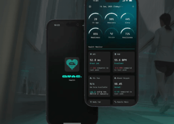 dos dispositivos moviles con datos e información sobre salud de una persona, en una app creada por Tether.