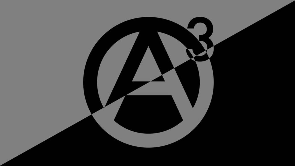 Bandera del agorismo en colores negro y gris.