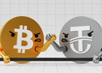Logos de Bitcoin y USDT mantienen un pulso de fuerza.
