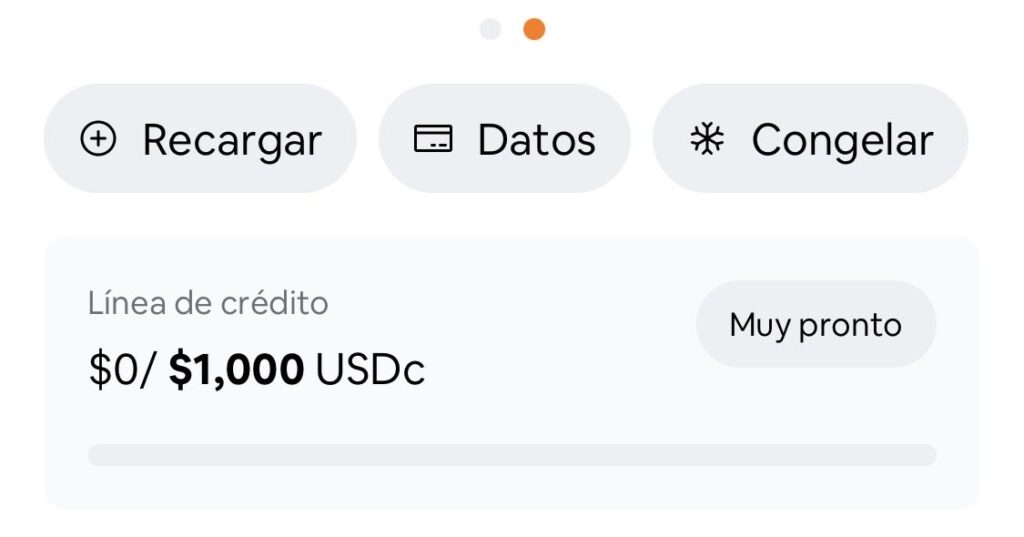 Pantalla de la aplicación Kontigo mostrando una  nueva sección de línea de crédito. 

