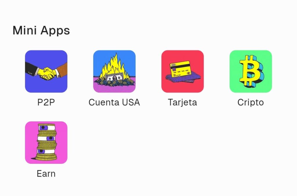 Las mini apps de la billetera virtual El Dorado.