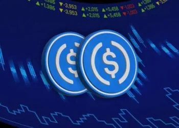 Fichas de color azul con el logo de USDC.